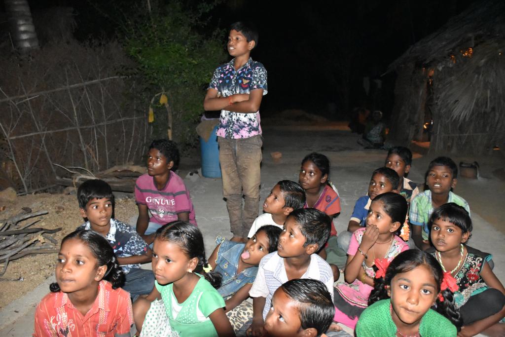 Children from the village of Irala Mandal during the workshop