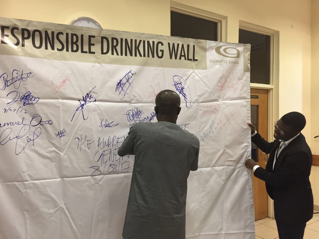 Workshop participants making the pledge "I Never Drink and Drive"