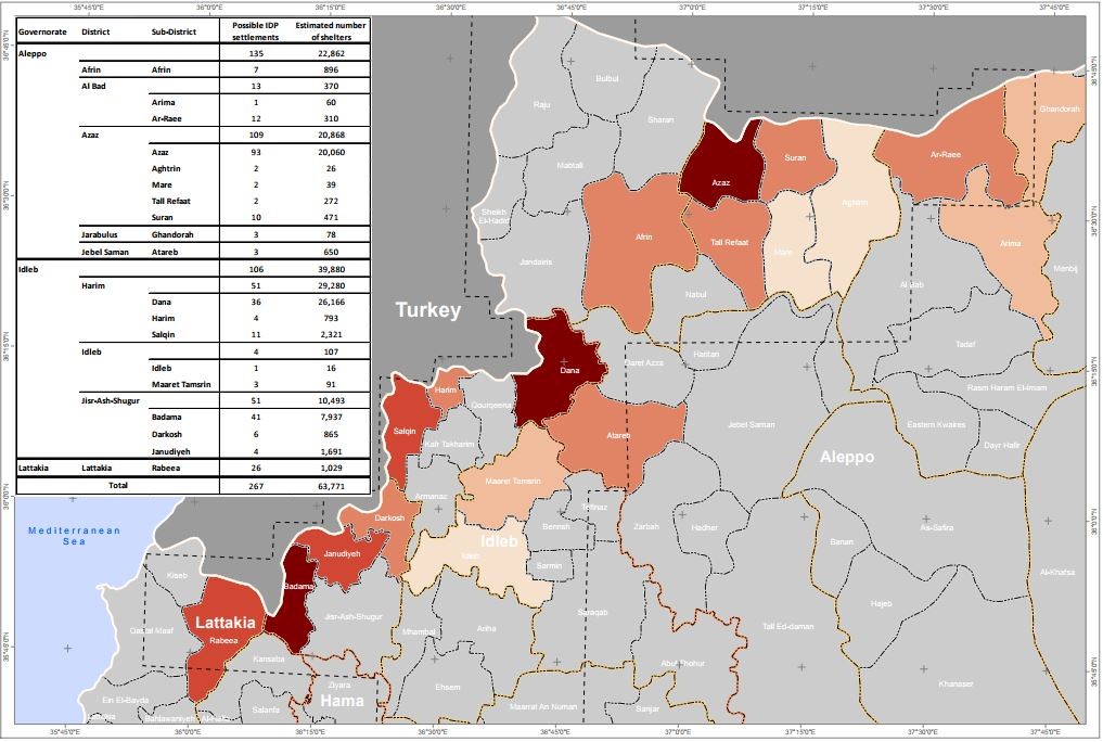 IDPs mapping in Northwest Syria, November 2016-June 2017 (UNOSAT)